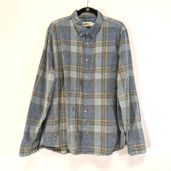 Wellen Light Blue Corduroy Plaid Button Down Casual Shirt XXL organic cotton - Picture 2 of 16